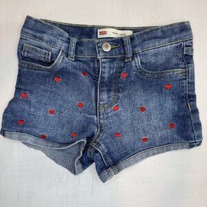 Levi's Girls Embroidered Hearts Shorty Short Size 6x Love Valentines Levis
